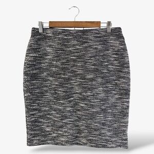 Ann Taylor Factory Pencil Skirt MP Gray Black Sweater Stretch Knit Preppy Office